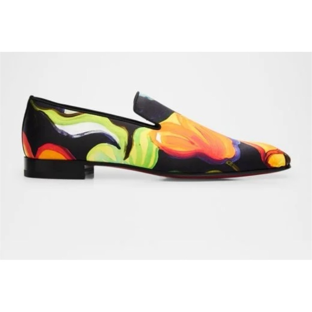 Christian Louboutin, dandy, chick floral satin loafers size 44 made Italy